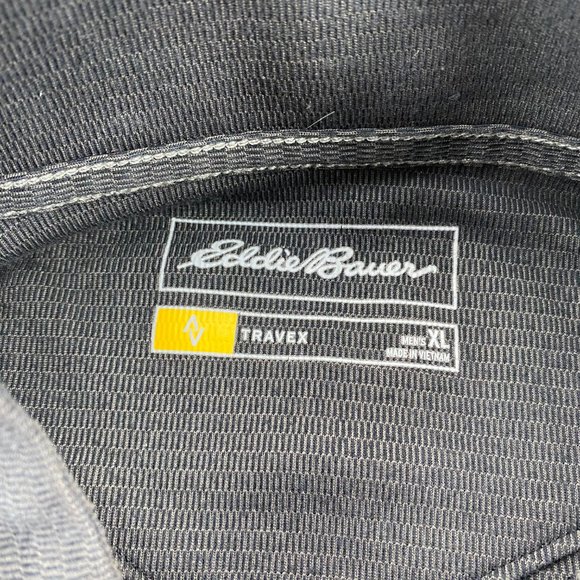 Eddie Bauer TRAVEX Sweater Shirt Men Extra Large XL Gray 1/4 Zip - PEN STAIN - Picture 5 of 11